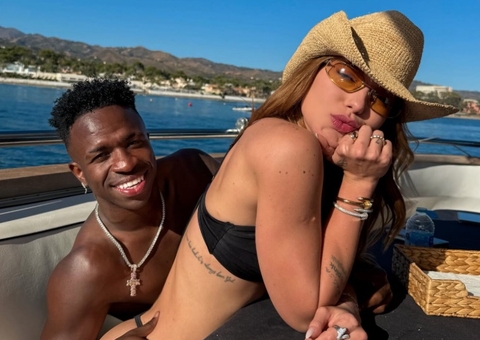 Virginia publica carrossel de fotos com Vini Jr. e se declara: "Sou feliz com você"