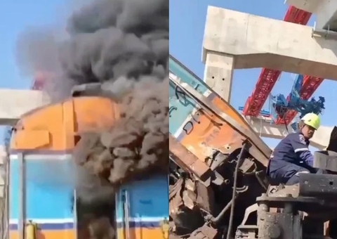 Guindaste desaba durante obra e atinge trem com quase 200 passageiros na Tailândia