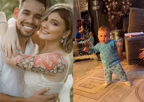 Filho de Isabel Veloso dá primeiros passos e pai registra cena comovente