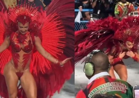 Costeiro de 12kg e tapa-sexo solto marcam desfile tenso de Virginia Fonseca