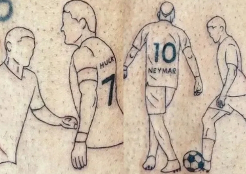 Jogador do Atlético-MG faz tatuagens de Hulk e Neymar