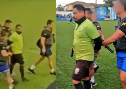Árbitro é preso durante partida de futebol de várzea no Guarujá; vídeo