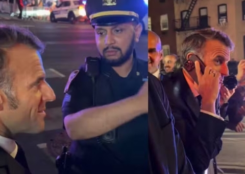 Macron é 'barrado' em rua de NY para passagem de comitiva de Trump