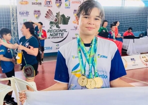 Atleta amazonense conquista três ouros na Copa Norte de Badminton