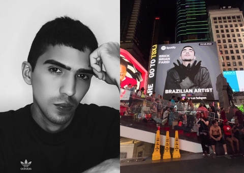 Amazonense Erick Brian Farid estrela anúncio do Spotify na Time Square, em Nova York
