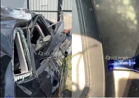 Garrafa de cerveja é encontrada em carro envolvido em acidente na avenida do Turismo