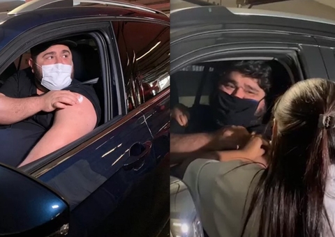 Cesar Menotti e Fabiano são vacinados contra covid-19