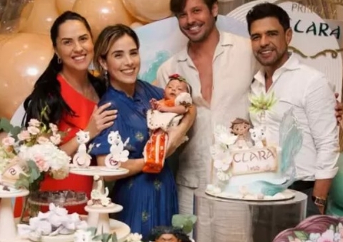 Zezé di Camargo e Graciele celebram 1º mês da filha com presença de Zilu