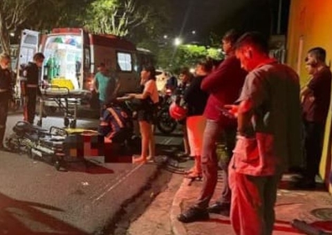 Acidente entre moto e micro-ônibus deixa dois feridos na Cidade Nova