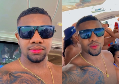 Davi Brito é flagrado aos beijos com morena durante comemoração de aniversário; vídeo