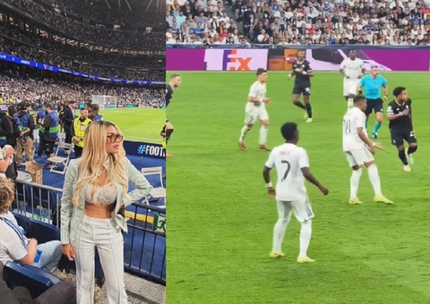 Modelo surge em jogo do Real Madrid após expor conversas com Vini Jr