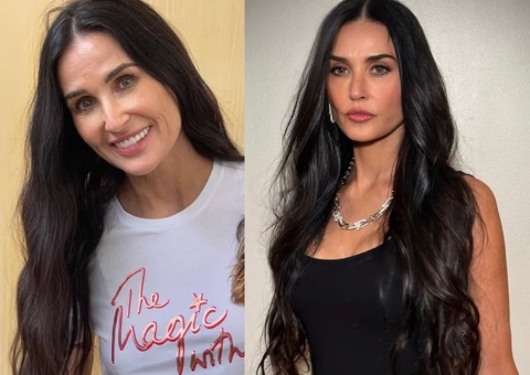 Face Lifting? Demi Moore impressiona com rosto rejuvenescido aos 62 anos; veja antes e depois