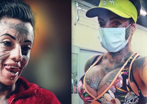 Mulher Demônia precisou reaprender a beijar após bifurcar língua e fala sobre modificações extremas