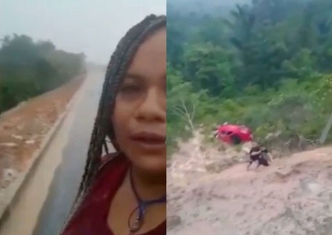 Momentos de pânico: carro cai de ribanceira de 10 metros na AM-010; passageira filmou tudo 