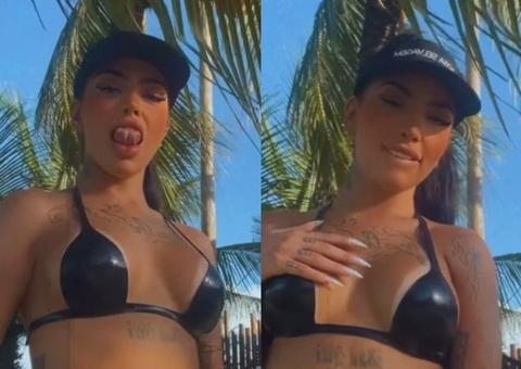 Mirella sensualiza dançando funk em vídeo com biquíni de fita: 'vai tudinho'; vídeo