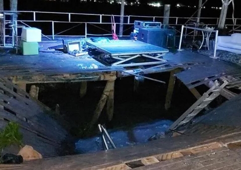 Oito pessoas vão parar no hospital após deck de restaurante desabar durante show