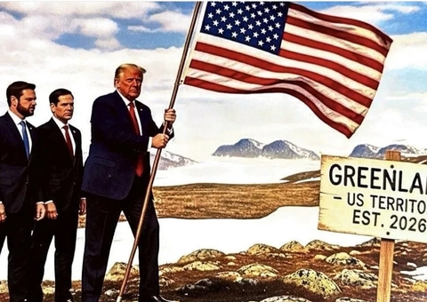 Trump polemiza ao postar foto cravando bandeira americana na Groelândia