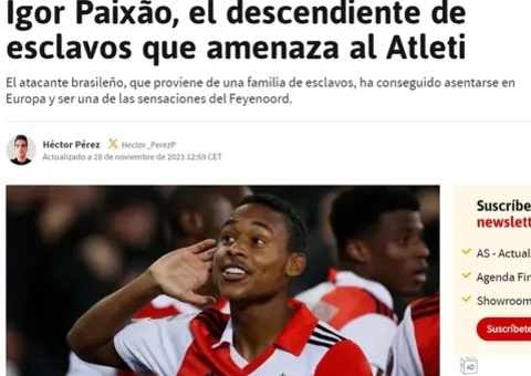 Jornal espanhol chama Igor Paixão de 'descendente de escravos'