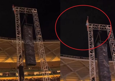 Vídeo: Em Manaus, fã de Gusttavo Lima sobe em estrutura durante show e causa desespero: 'vai cair'