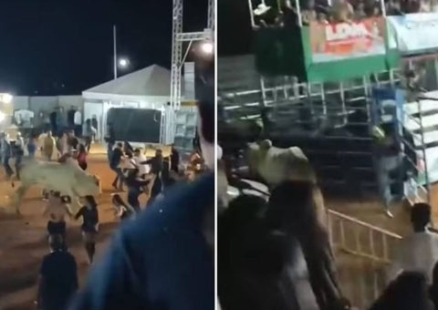 Touro escapa durante rodeio e causa tumulto em Goiás