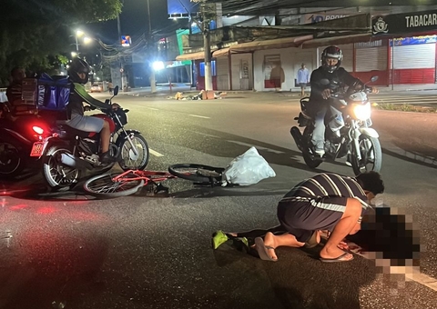 Ciclista fica ferido ao ser atropelado por moto na Compensa