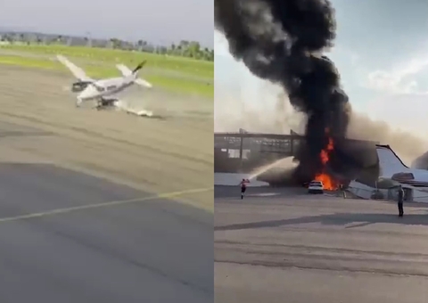 Avião explode ao bater em prédio e deixa 2 mortos; veja vídeo