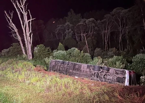 Ônibus com mais de 50 pessoas cai em ribanceira e 7 morrem em rodovia