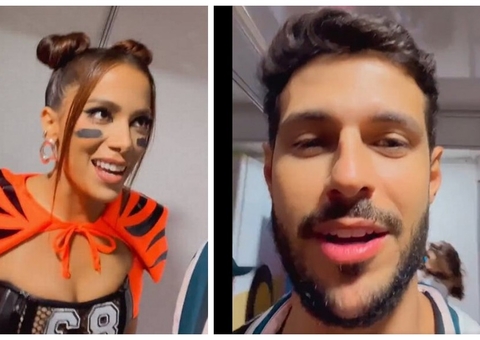 Ex-BBB Rodrigo Mussi sobe no palco e carrega Anitta no colo: 'pazes com a ex'