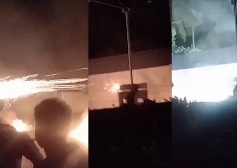 Sem luz, moradores atiram foguetes contra prédio da Amazonas Energia em Codajás; vídeo