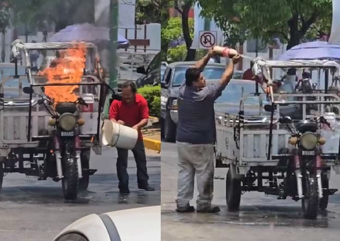 Homem apaga incêndio de motocicleta com Coca-Cola; vídeo impressionante