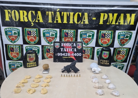 Homem é preso com arma e bolsa entupida de drogas em Manaus