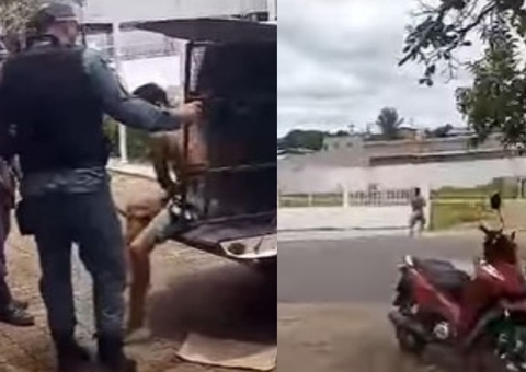 Homem algemado foge ao descer de viatura em Manacapuru; vídeo