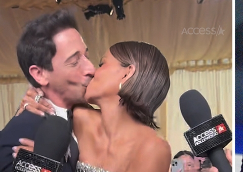 Halle Berry beija Adrien Brody na frente da esposa do ator nos bastidores do Oscar; vídeo