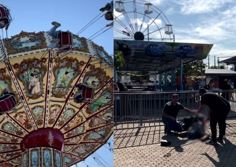 Brinquedo de balanço se solta e mulher é arremessada em parque