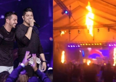 Henrique e Diego tem show interrompido após palco pegar fogo em SP; Vídeo