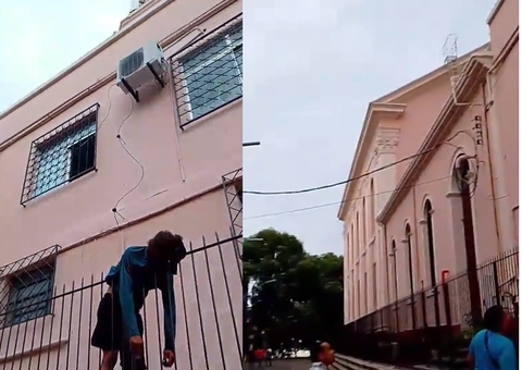 Vídeo mostra homem cravado em grade após tentar furtar Igreja dos Remédios; cenas fortes