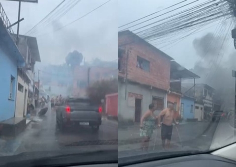 Incêndio de grande proporção atinge casa no bairro Grande Vitória; vídeo
