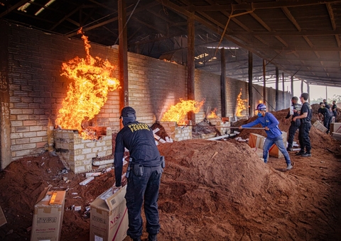 Quase meia tonelada de pasta base de cocaína é incinerada pela PF