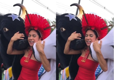 Isabelle manda recado para Nação Azulada do Boi Caprichoso; vídeo