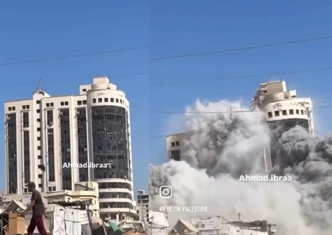 Israel promete 'furacão de ataques' e derruba 4º arranha-céu seguido em Gaza; vídeo