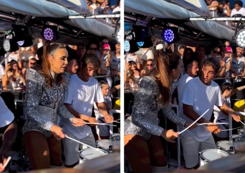 Aos 13, filho de Ivete Sangalo dá show em percussão ao lado da mãe no Carnaval de Salvador