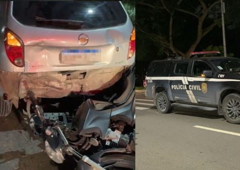 Motociclista colide em carro que aguardava passagem de pedestre na Avenida das Torres