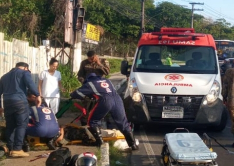 Homem fica ferido em acidente na Av. Torquato Tapajós em Manaus 