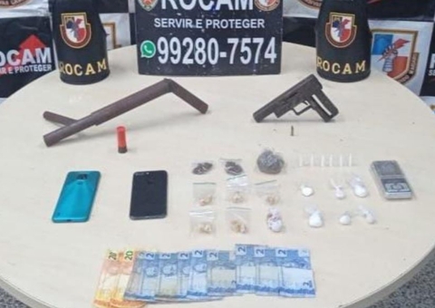 Dupla é presa com armas e drogas no bairro Redenção
