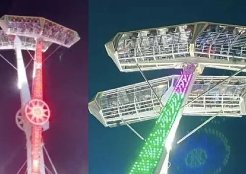 Kamikaze trava no ar e deixa pessoas de cabeça para baixo por quase meia hora em parque; vídeo