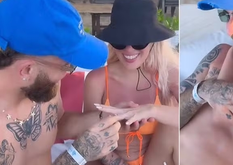 Léo Pereira pede Karoline Lima em casamento 