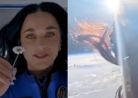 Katy Perry flutua no espaço em foguete da Blue Origin: “vejam a lua”