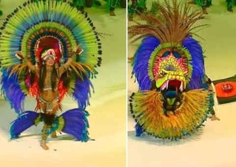 Cunhã-poranga Marciele Albuquerque se transforma em boiuna em espetáculo do Caprichoso