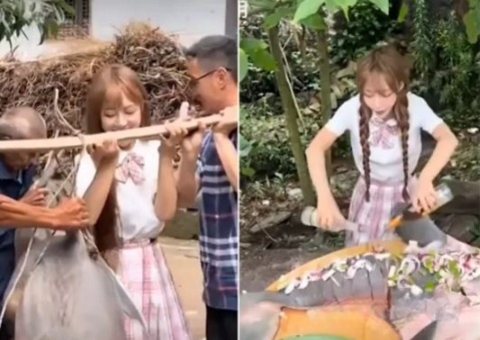 Blogueira é multada em R$ 94 mil após postar vídeo comprando e comendo tubarão branco