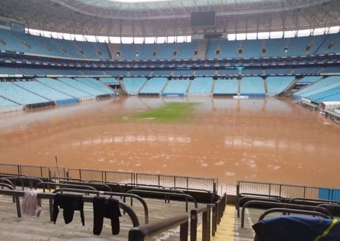 Enchente no Rio Grande do Sul deixa Arena do Grêmio inundada